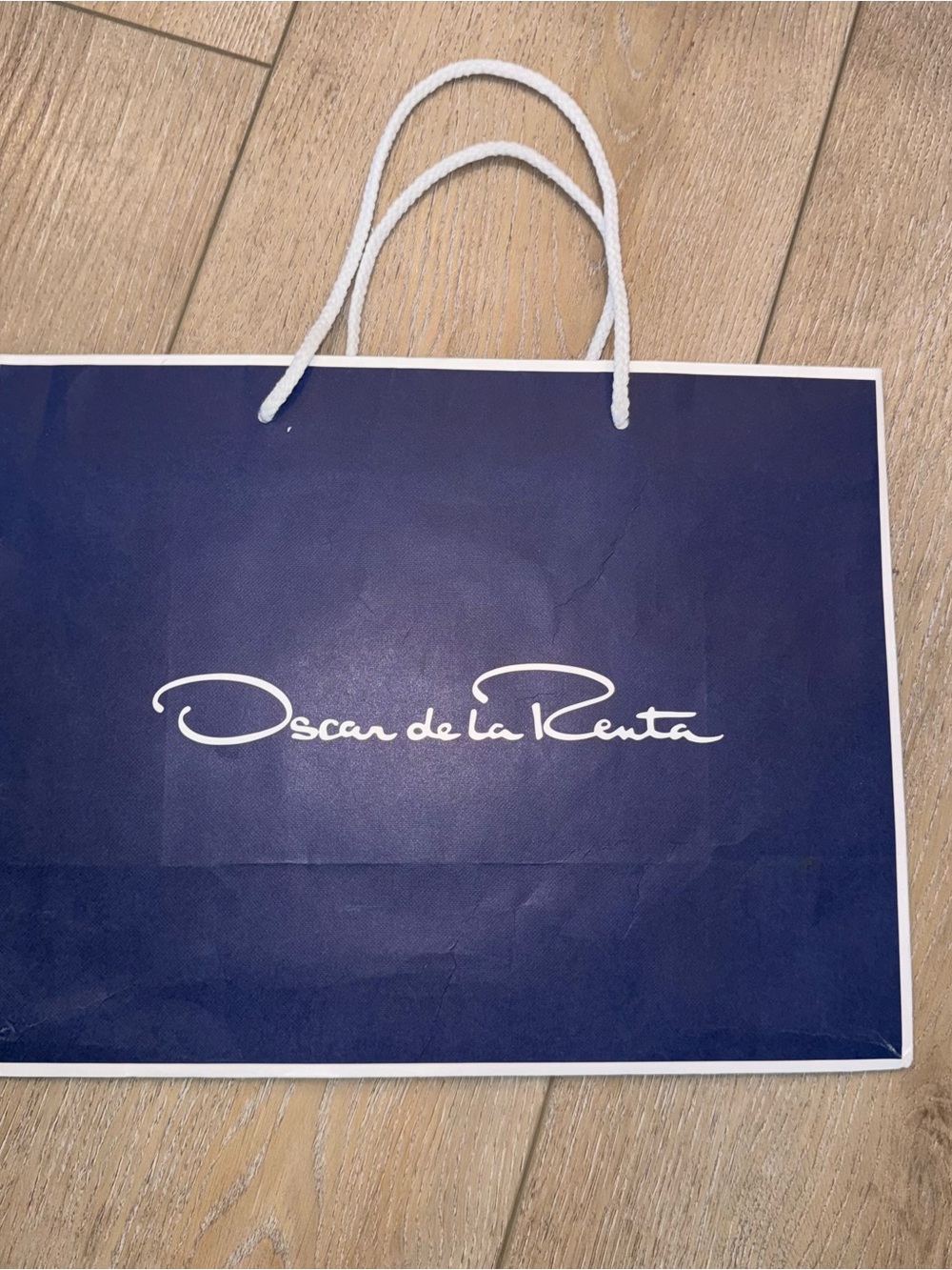 Oscar de la Renta Navy and White Logo Tote
